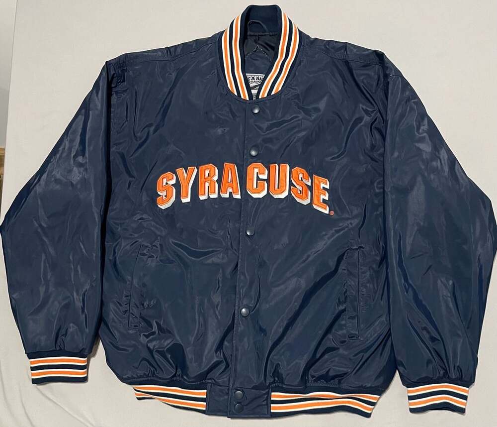 Steve & Barry's Syracuse University Satin Bomber Jacket Navy Blue XXL